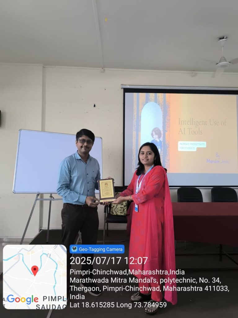 Guest Lecture on Intelligent Use of AI to Increase Productivity AIML Department MM Polytechnic Pune