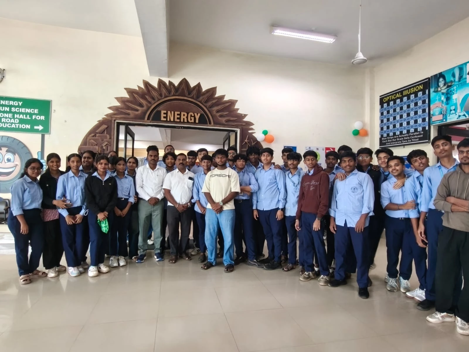 Mechanical Engineering students learning four stroke engine cycle