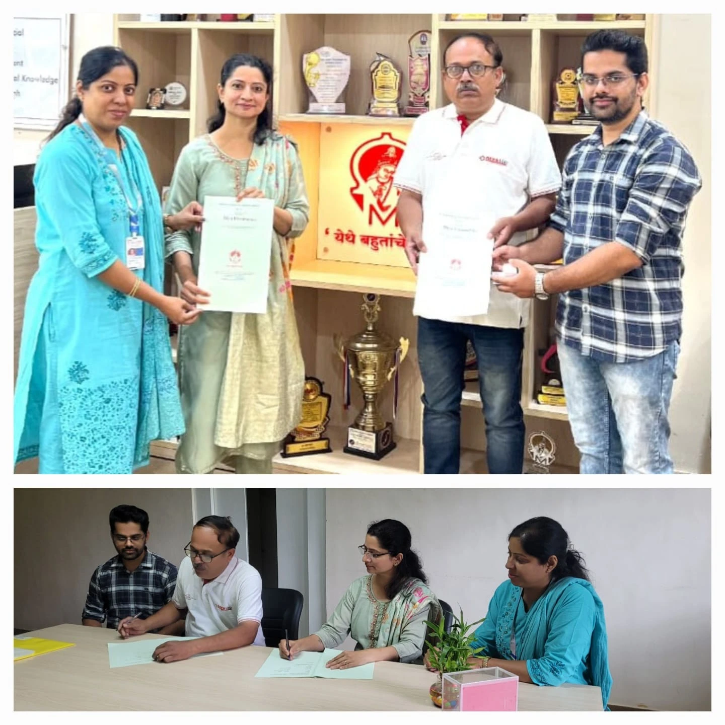 MOU signing and exchange ceremony between M.M. Polytechnic and Diya Electronics Pvt. Ltd. Pune
